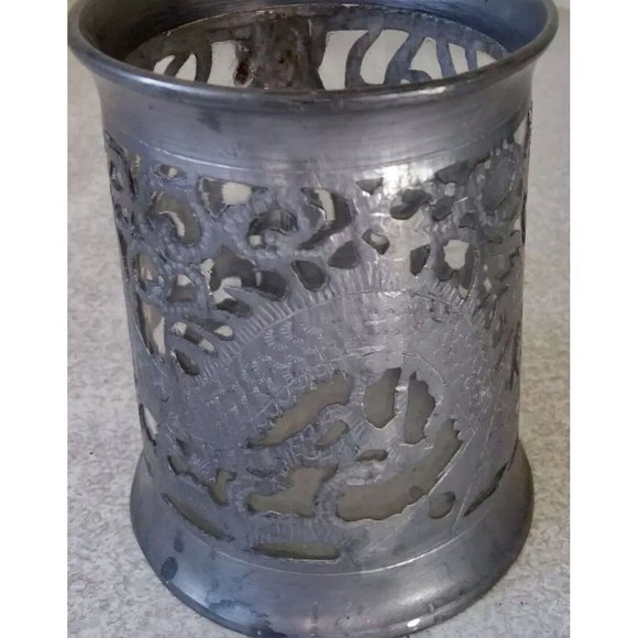 ANTIQUE / VINTAGE PEWTER ALE / BEER TANKARD W/ CUT OUT DRAGON CHINESE SENGHENG - Picture 2 of 5